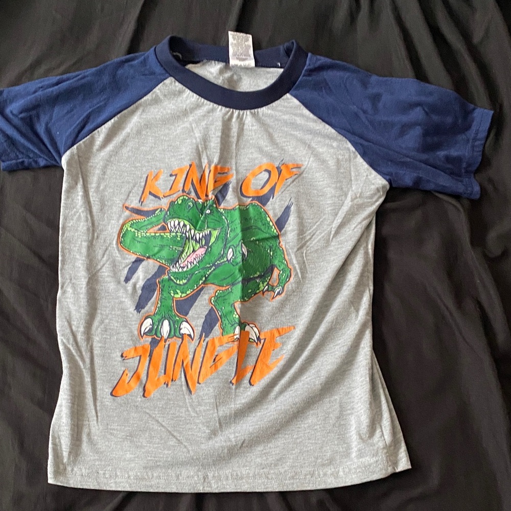 King of Jungle Dinosaur Tee - Gray & Navy
